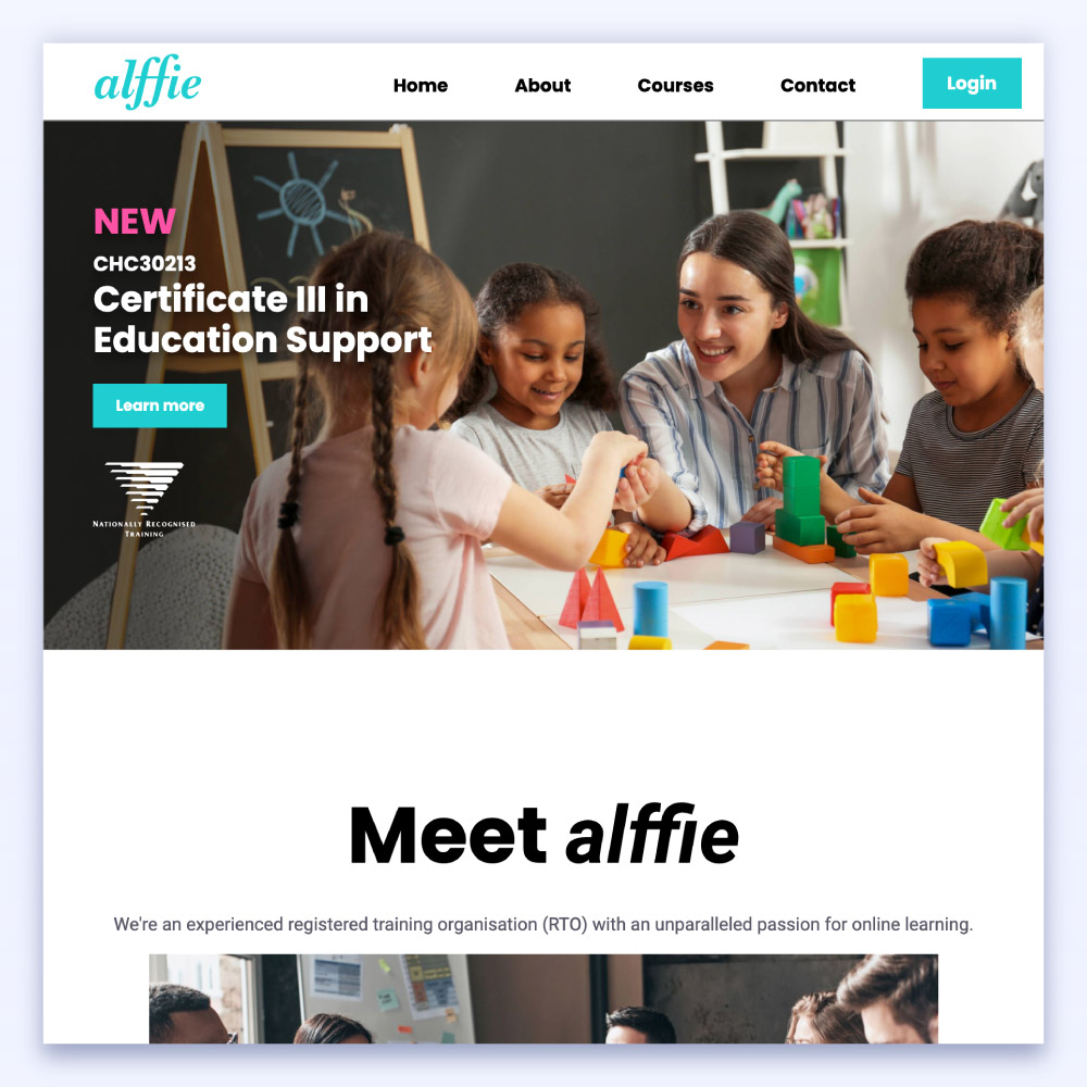 alffie website home page