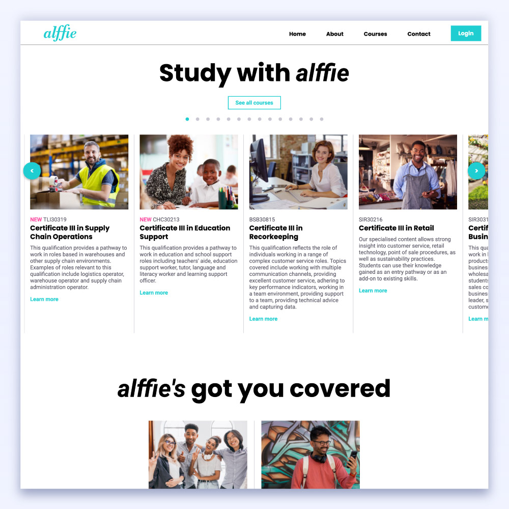 alffie website home page